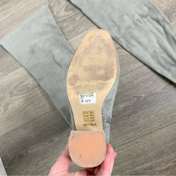 Cape Robbin Women's Suede Thigh High Boots Over the Knee Faux Block Heel Grey - Picture 9 of 12